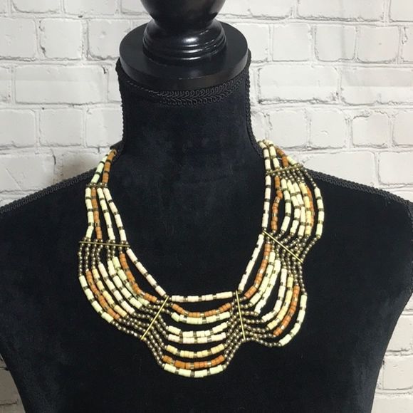 Vintage Jewelry - Vintage Boho style handmade beaded necklace